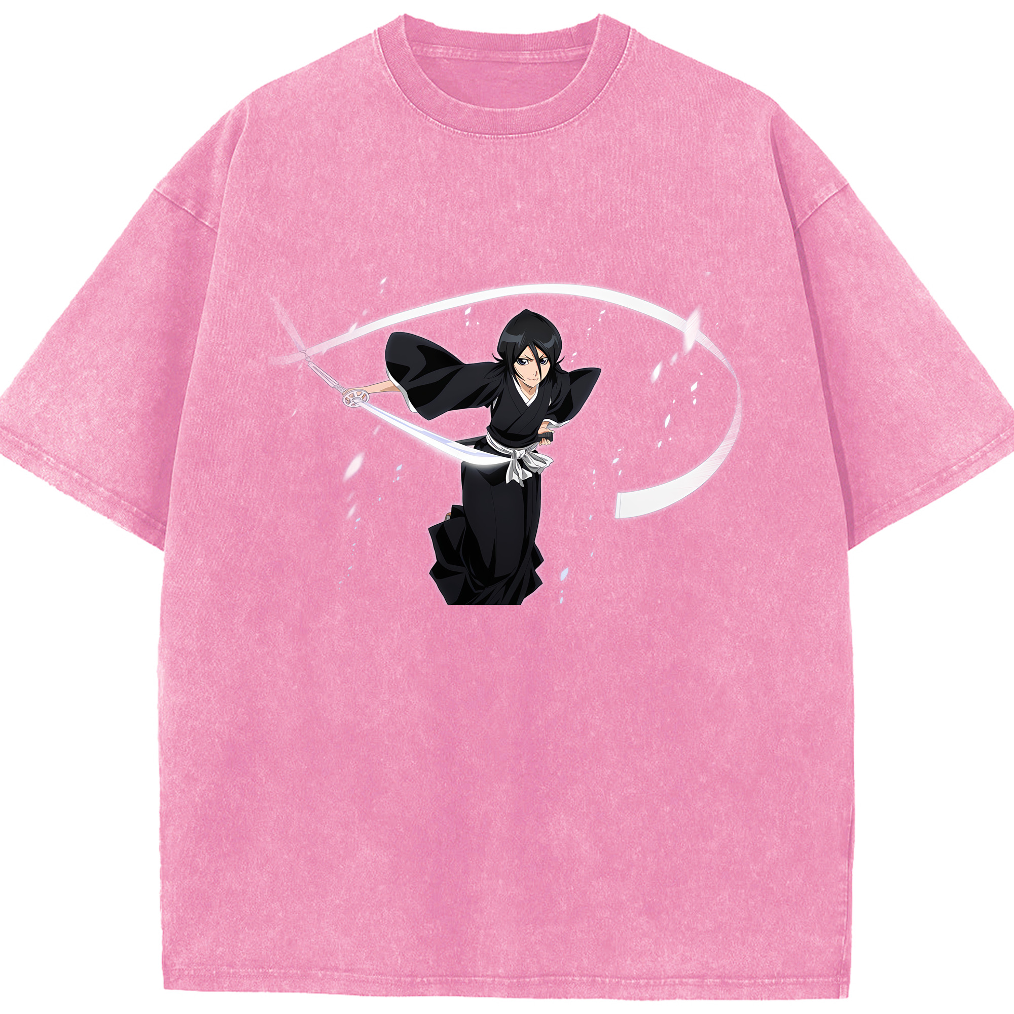 （画像用） ブリーチ 朽木ルキア BLEACH Kuchiki Rukia 綿100% ヴィンテージ風 半袖Tシャツ（フロントプリント）